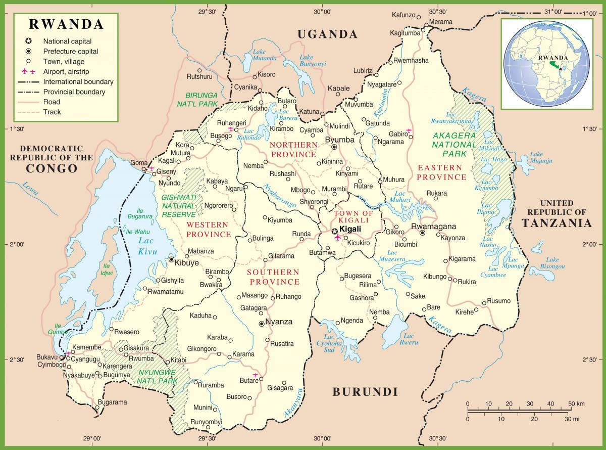 карта Руанди політичних