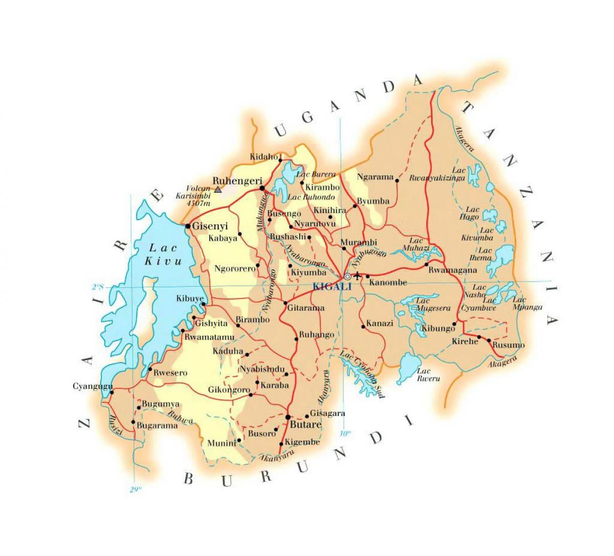 карта Руанди дорозі