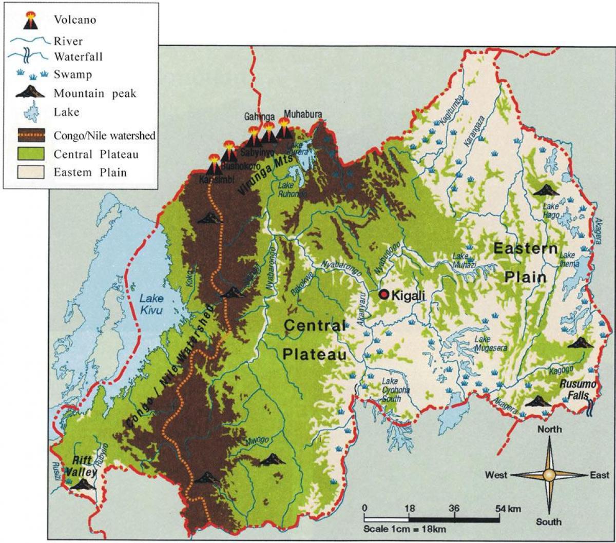 географічна карта Руанди