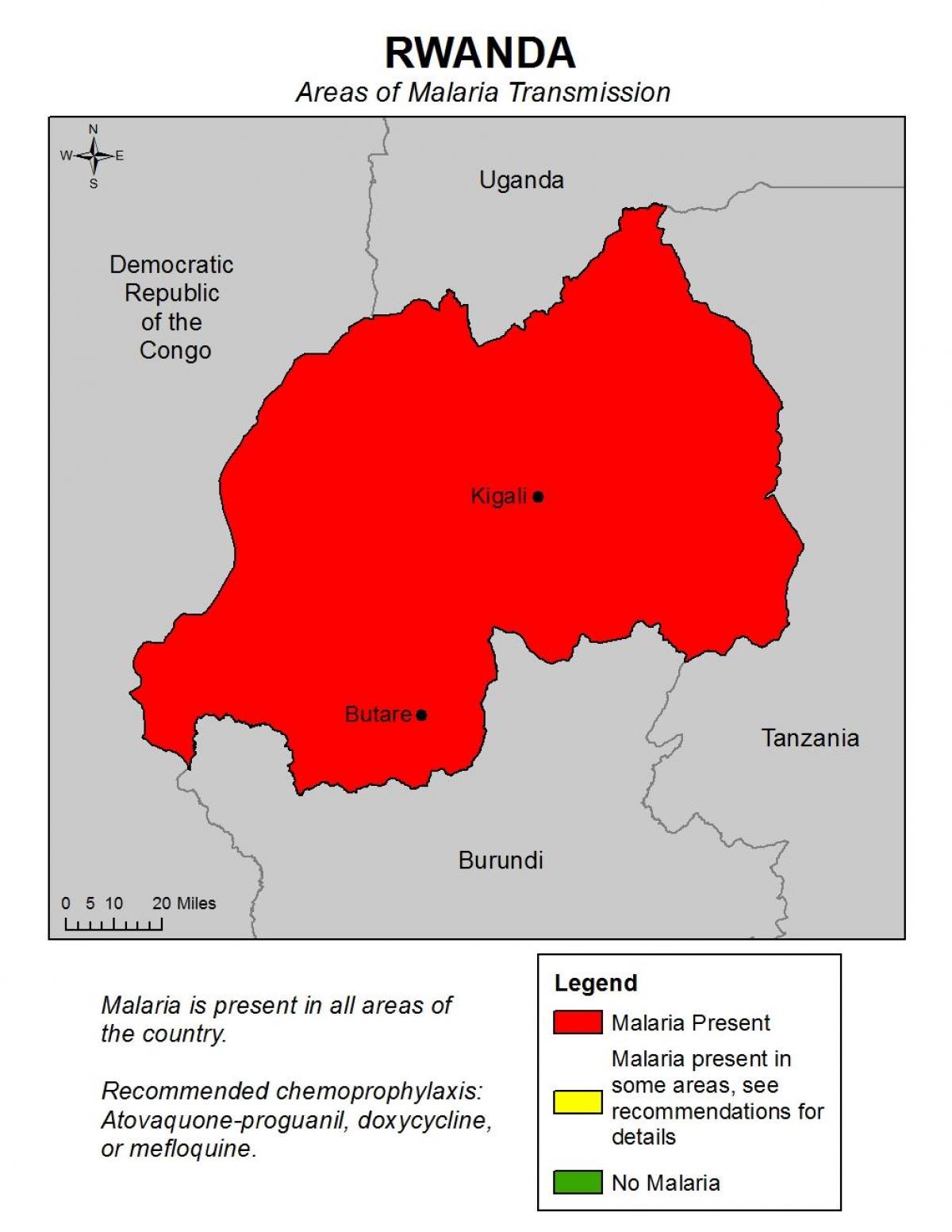 карта Руанди з малярією