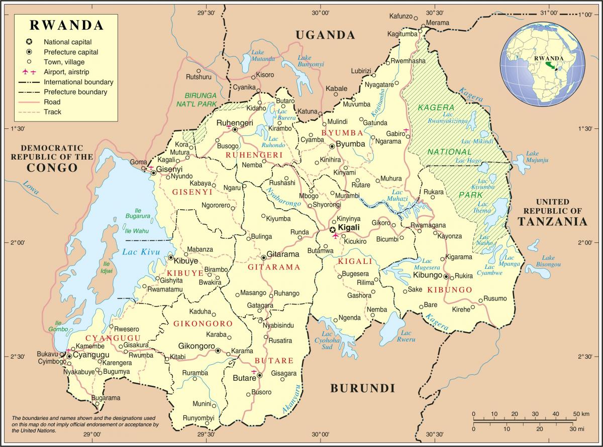 карта адміністративна карта Руанди