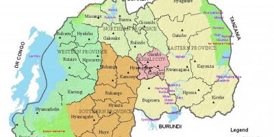 Карта Руанди з районів та секторів